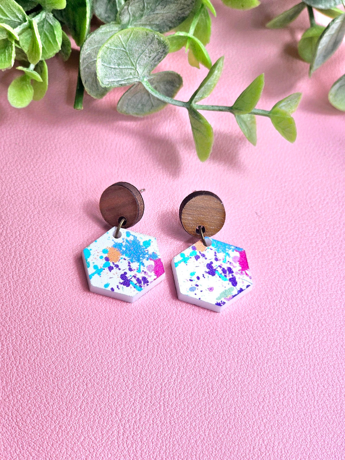 White Splatter Paint Combo Earrings