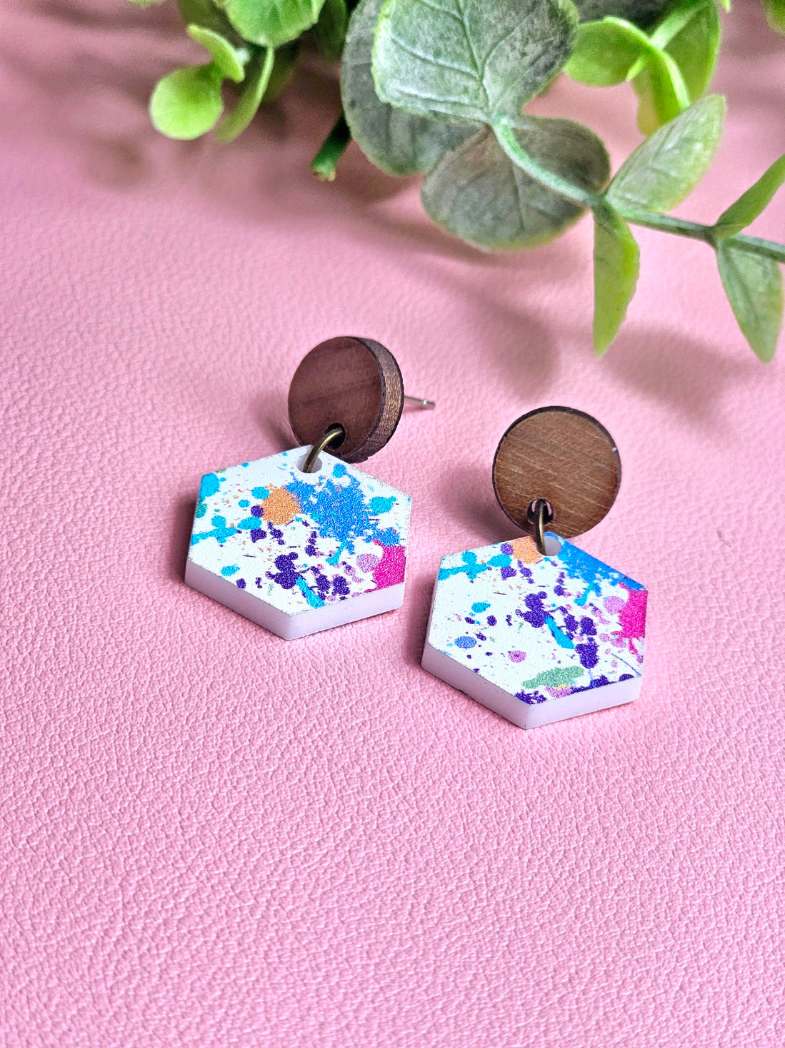 White Splatter Paint Combo Earrings