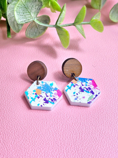 White Splatter Paint Combo Earrings