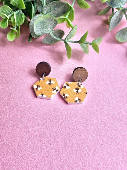 Bumble Bee Honeycomb Combo Earrings