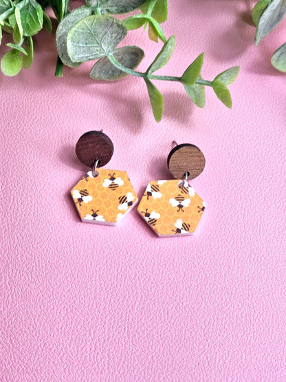 Bumble Bee Honeycomb Combo Earrings