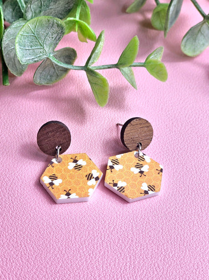 Bumble Bee Honeycomb Combo Earrings