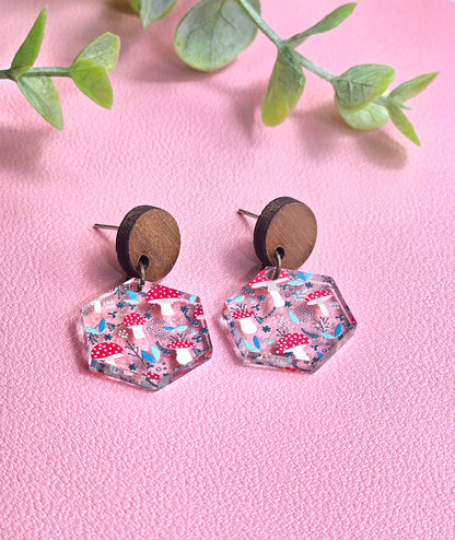 Blue and Red Mushroom Combo Earrings