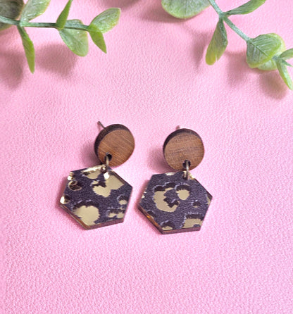 Gold Mirror Leopard Combo Earrings