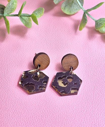 Gold Mirror Leopard Combo Earrings