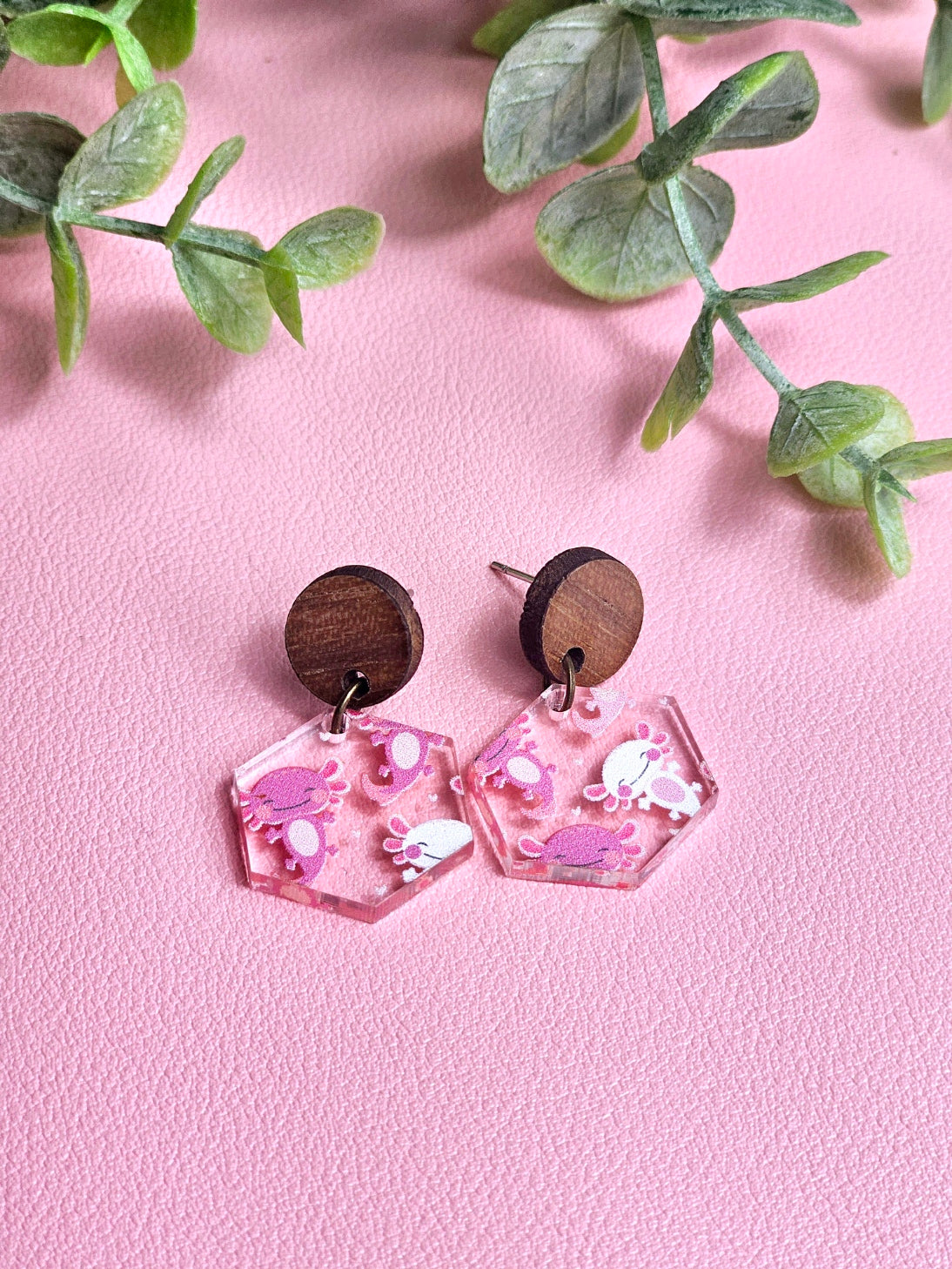 Pink Axolotl Combo Earrings