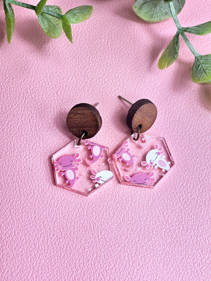 Pink Axolotl Combo Earrings