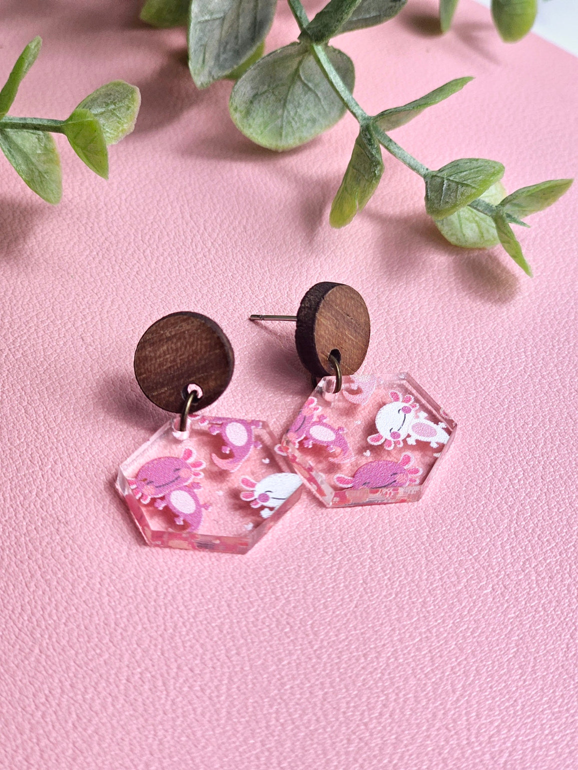 Pink Axolotl Combo Earrings