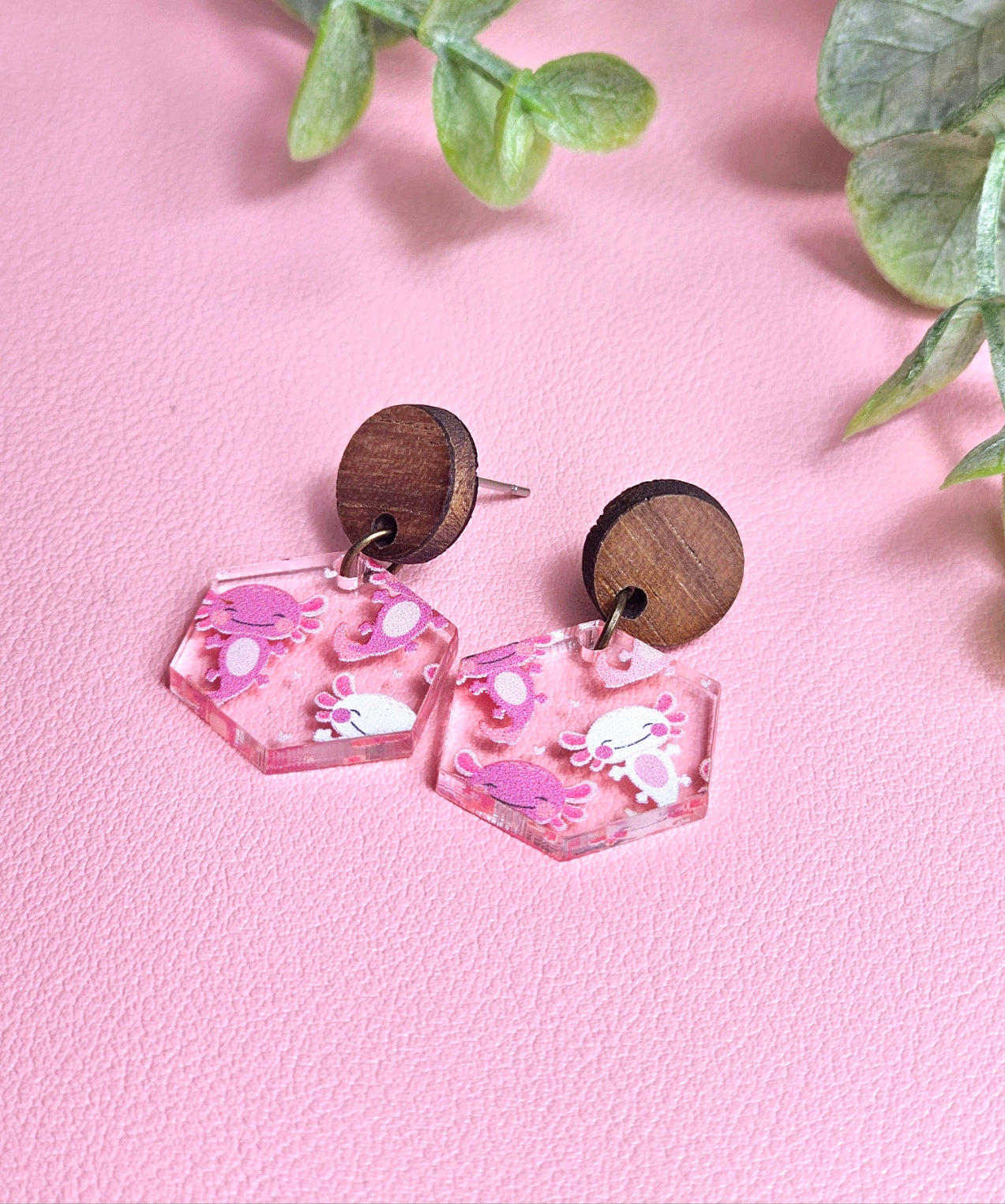 Pink Axolotl Combo Earrings