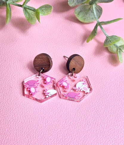 Pink Axolotl Combo Earrings