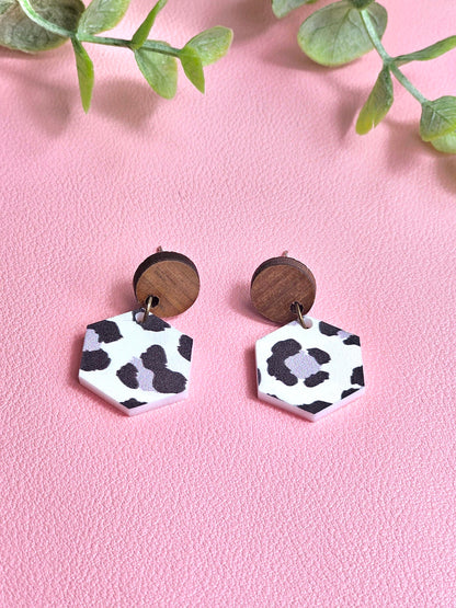 Black and White Cheetah Print Combo Earring