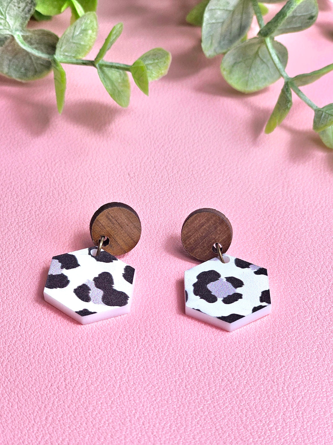 Black and White Cheetah Print Combo Earring