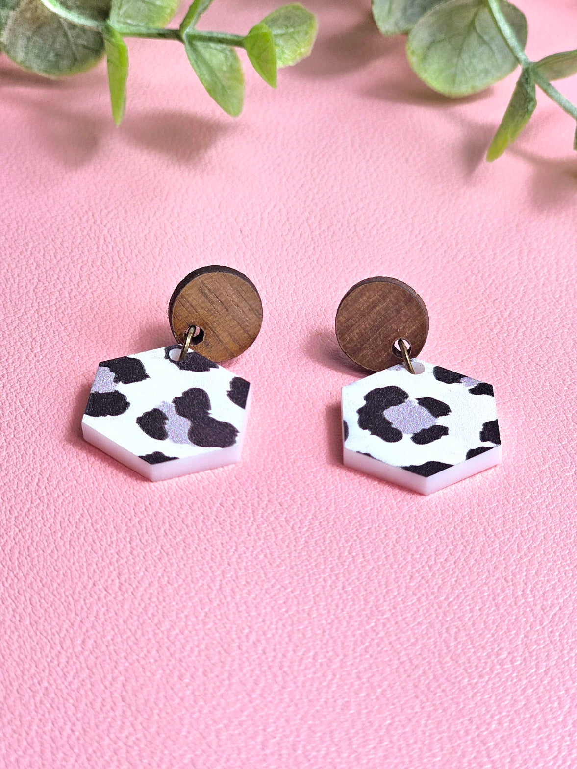 Black and White Cheetah Print Combo Earring