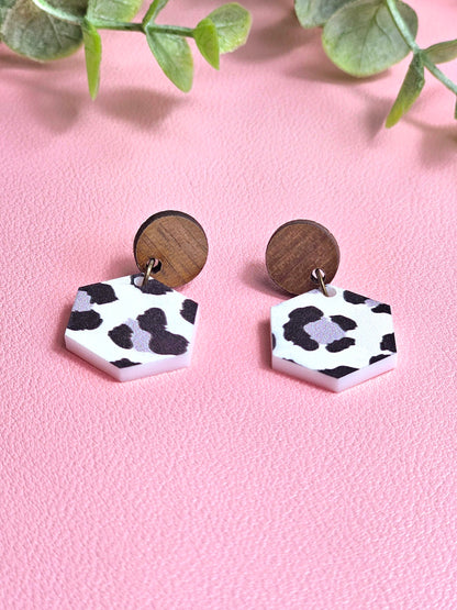 Black and White Cheetah Print Combo Earring