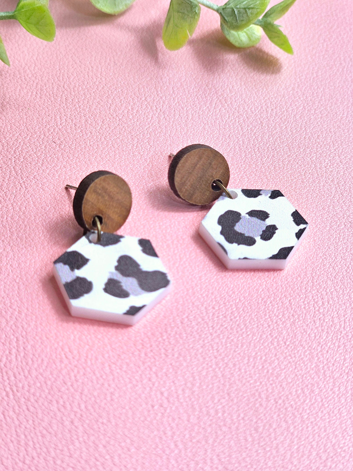 Black and White Cheetah Print Combo Earring