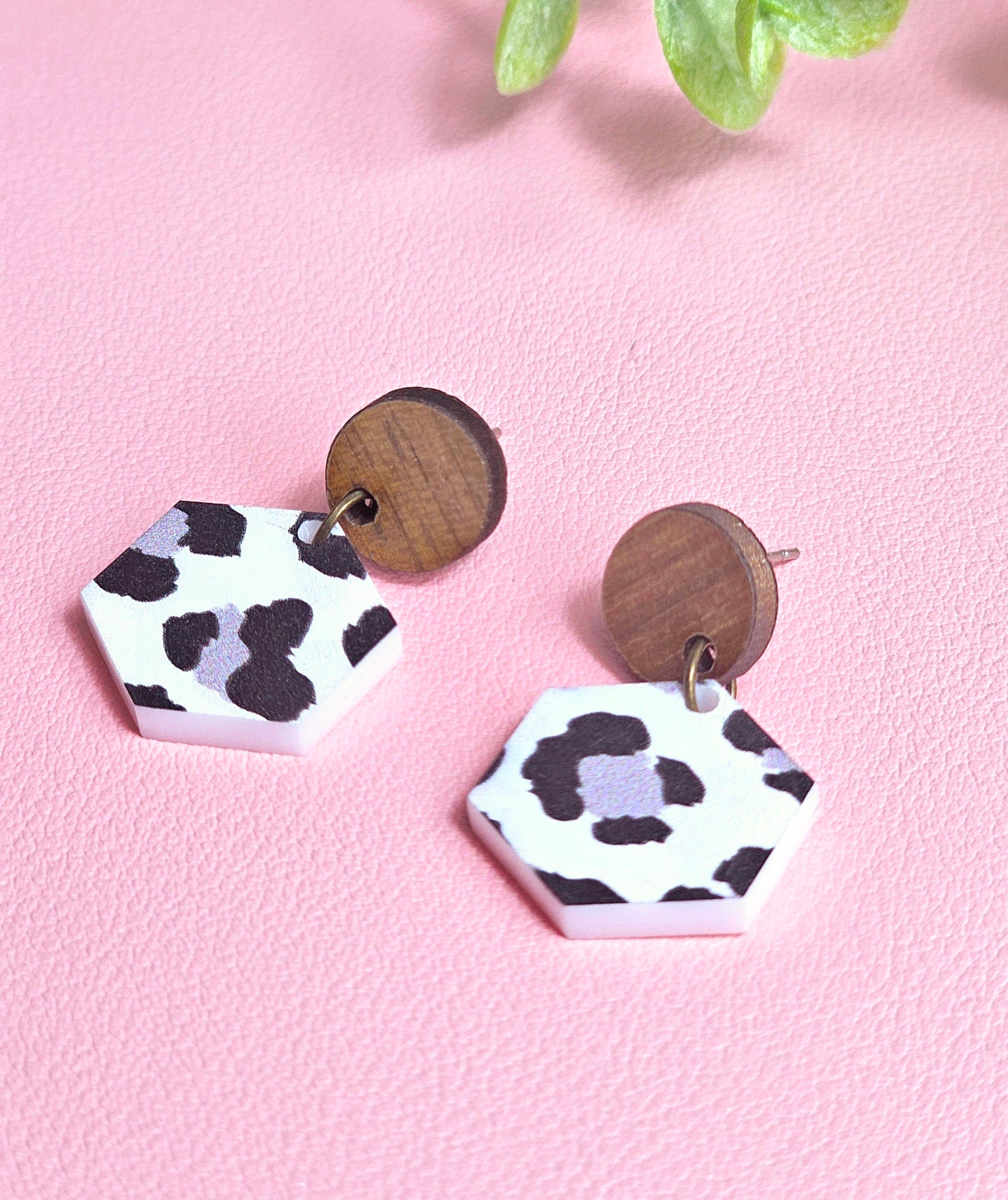 Black and White Cheetah Print Combo Earring