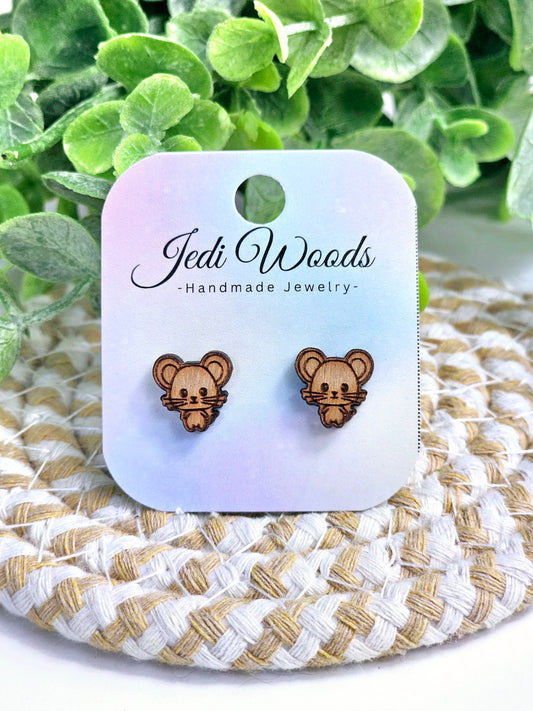 Wooden Mouse Studs