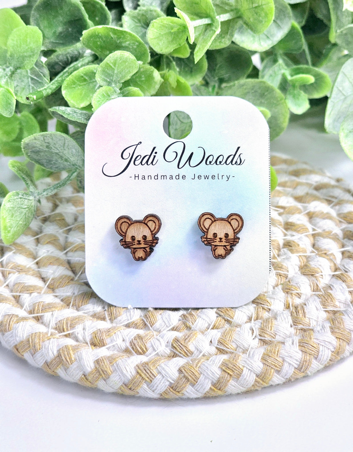 Wooden Mouse Studs