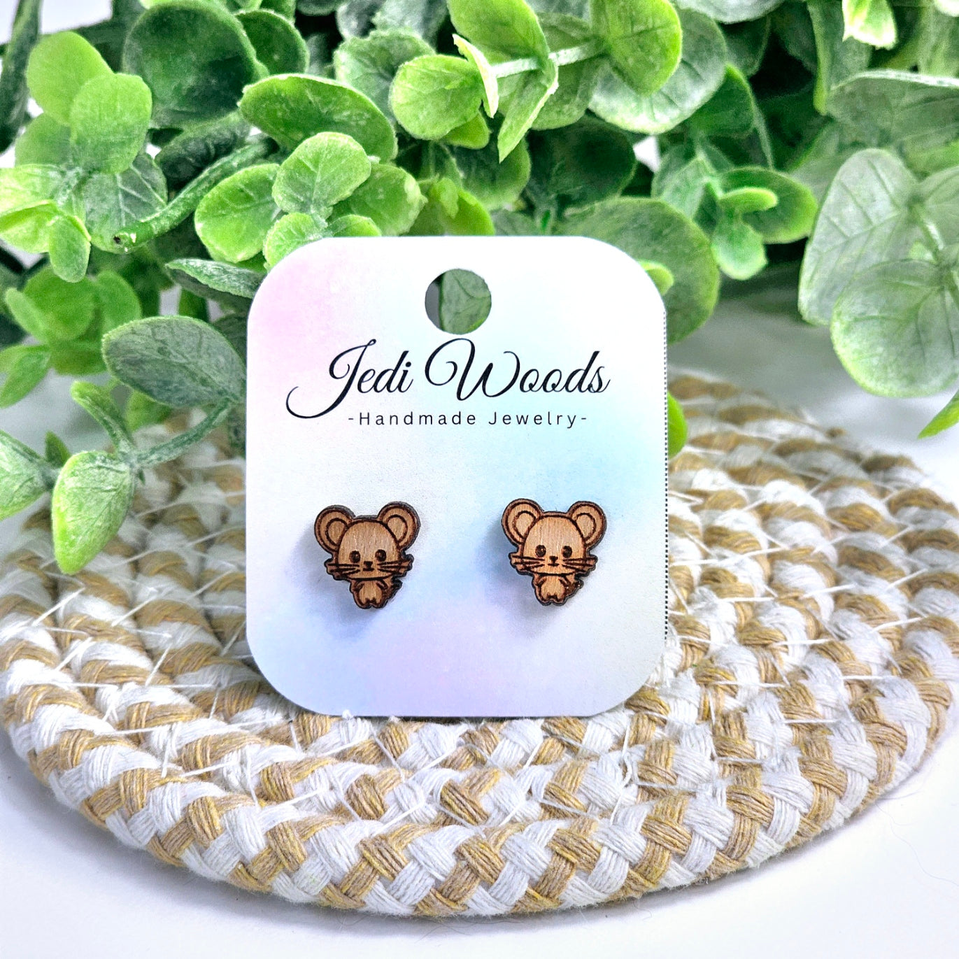 Wooden Mouse Studs