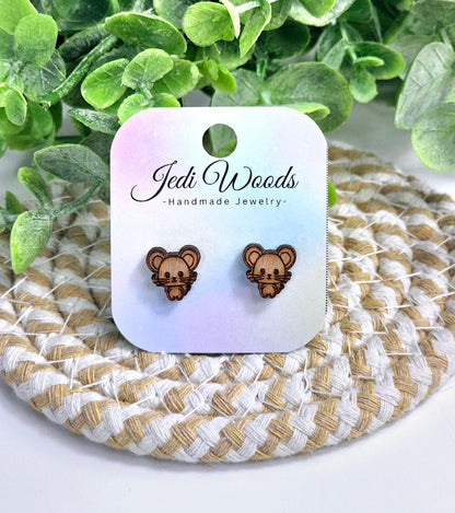 Wooden Mouse Studs