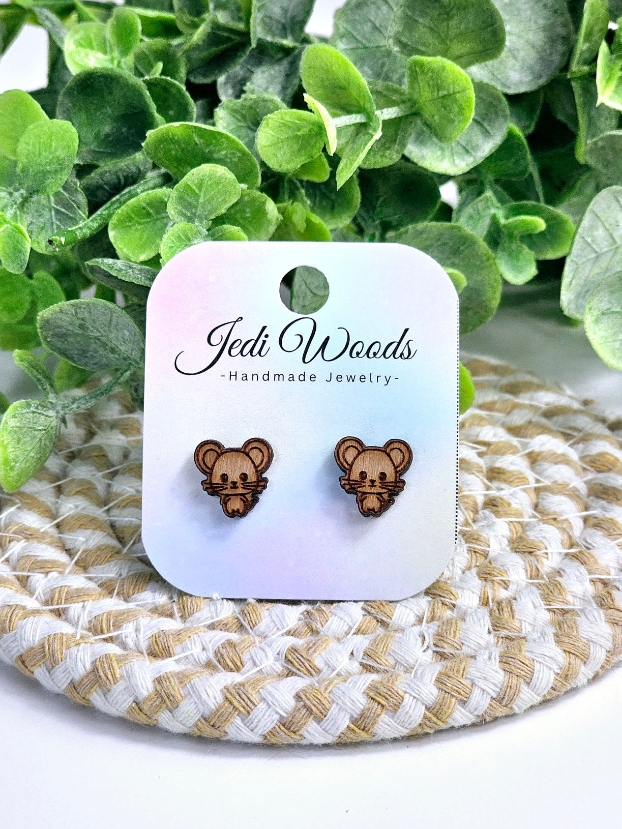 Wooden Mouse Studs