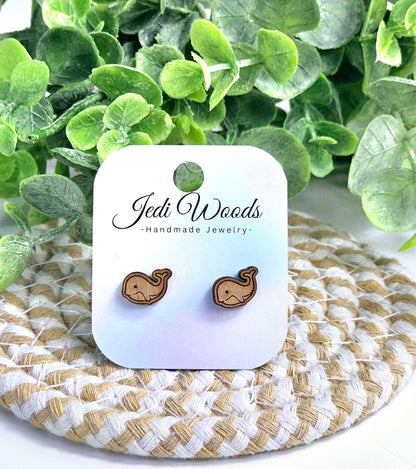 Wooden Whale Studs