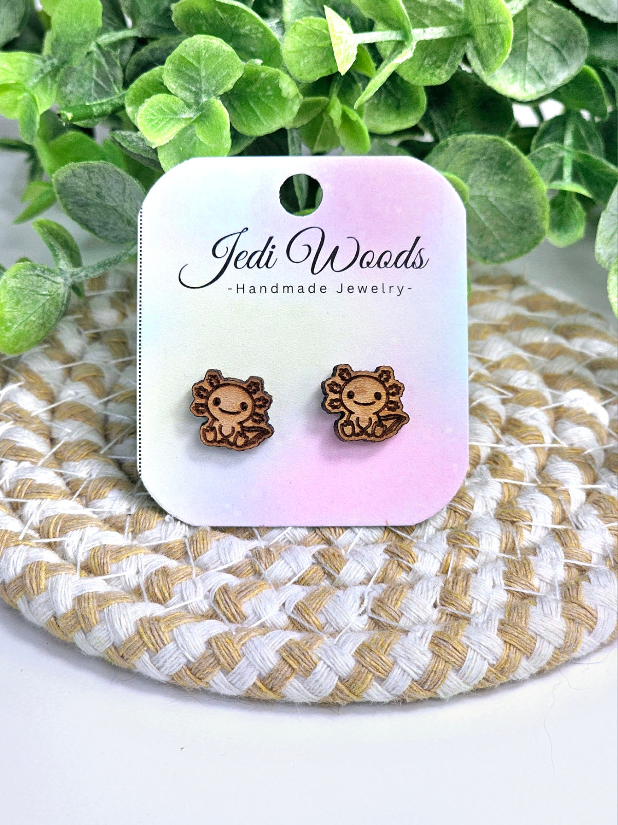 Wooden Axolotl Studs