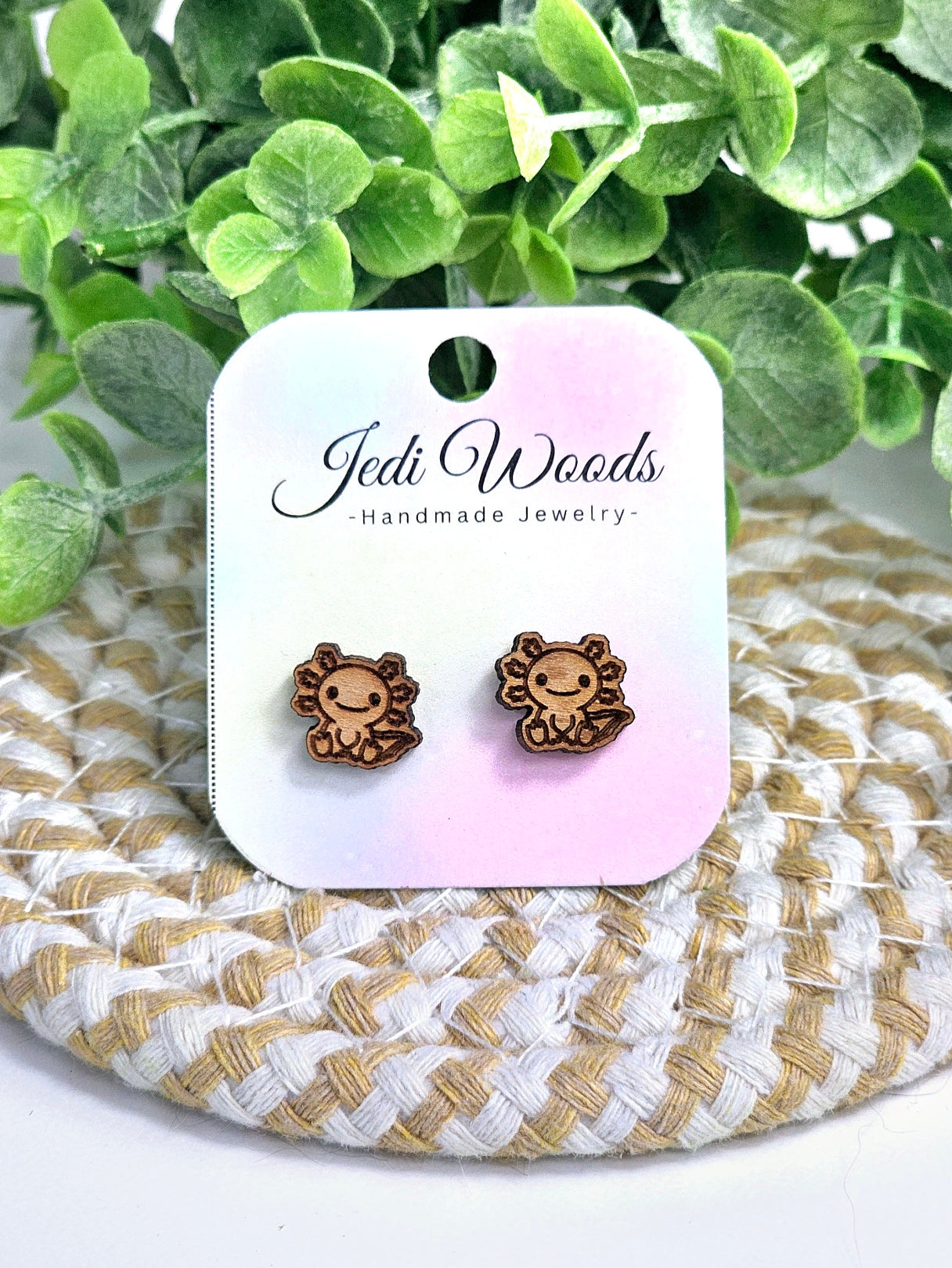 Wooden Axolotl Studs