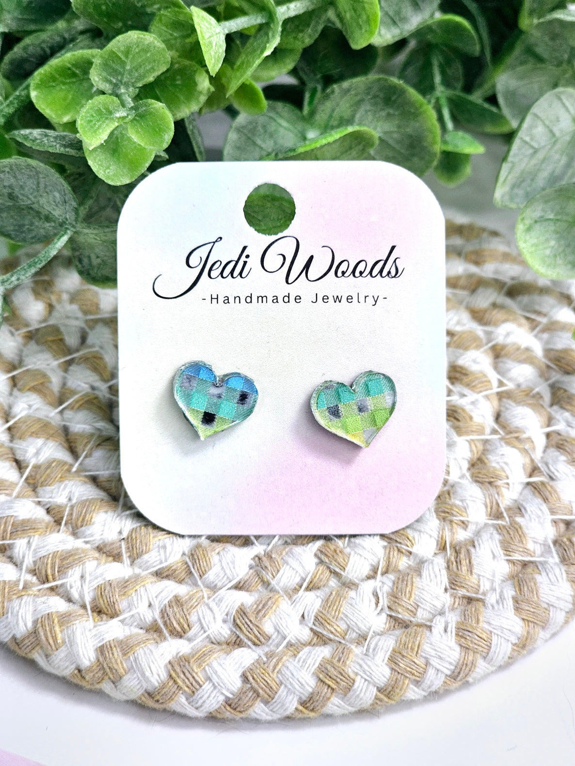 Rainbow Metallic Heart Studs