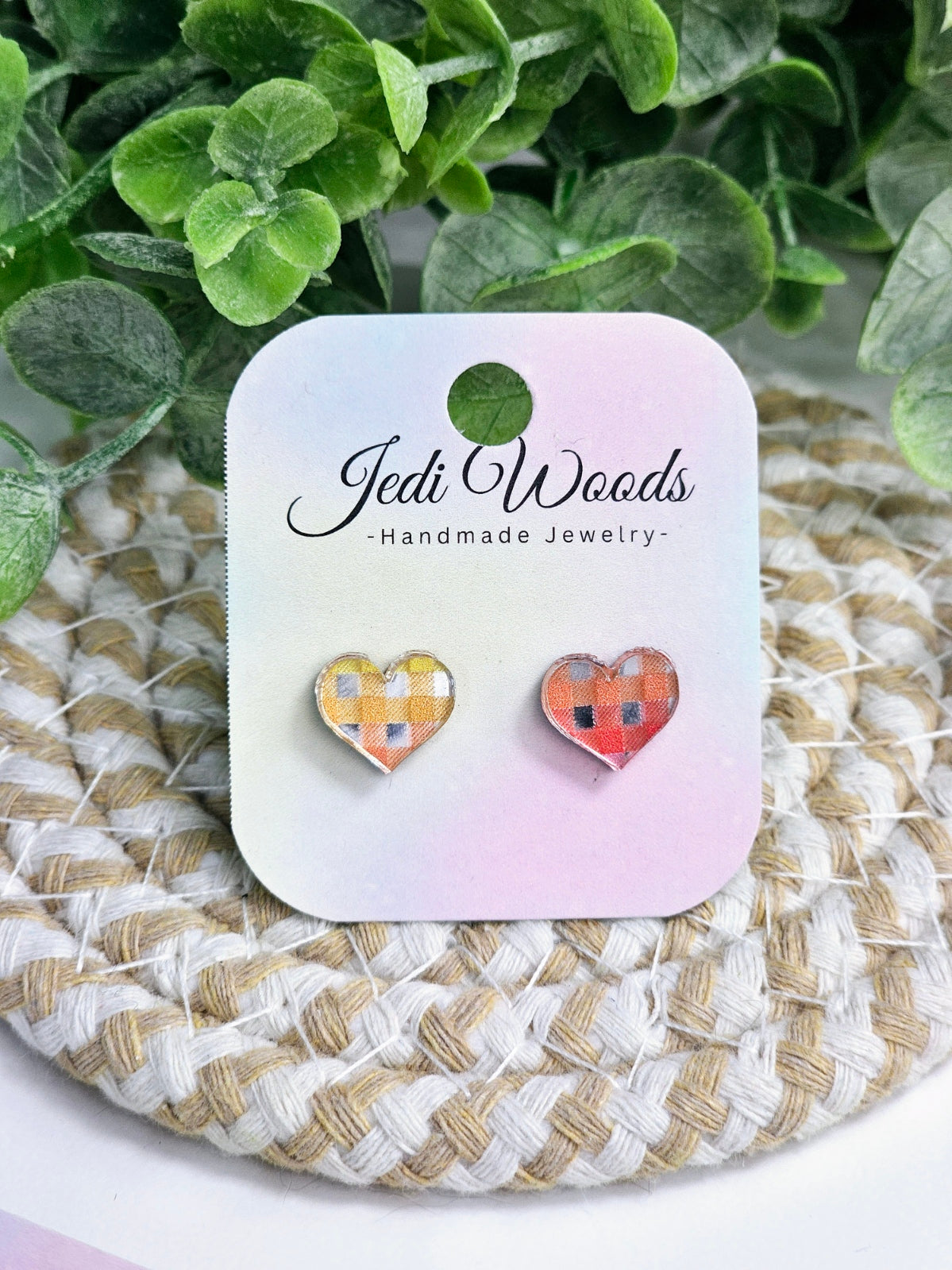 Rainbow Metallic Heart Studs