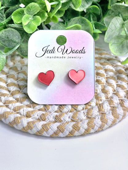 Metal Red Heart Studs