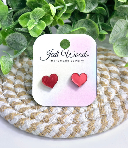 Metal Red Heart Studs