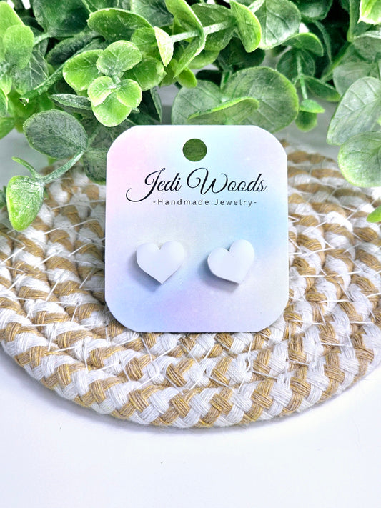 Classic White Heart Studs