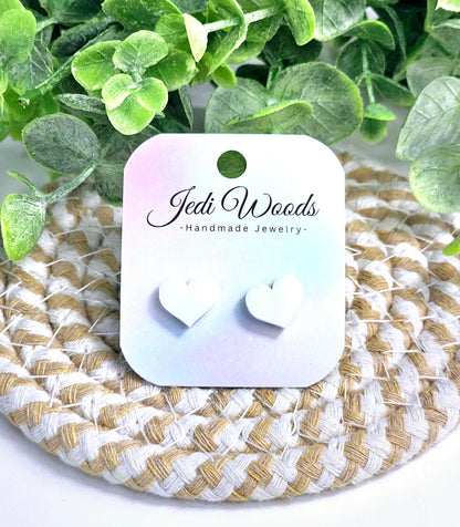 Classic White Heart Studs