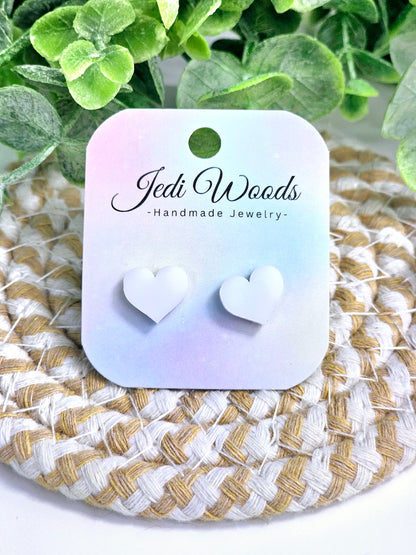 Classic White Heart Studs