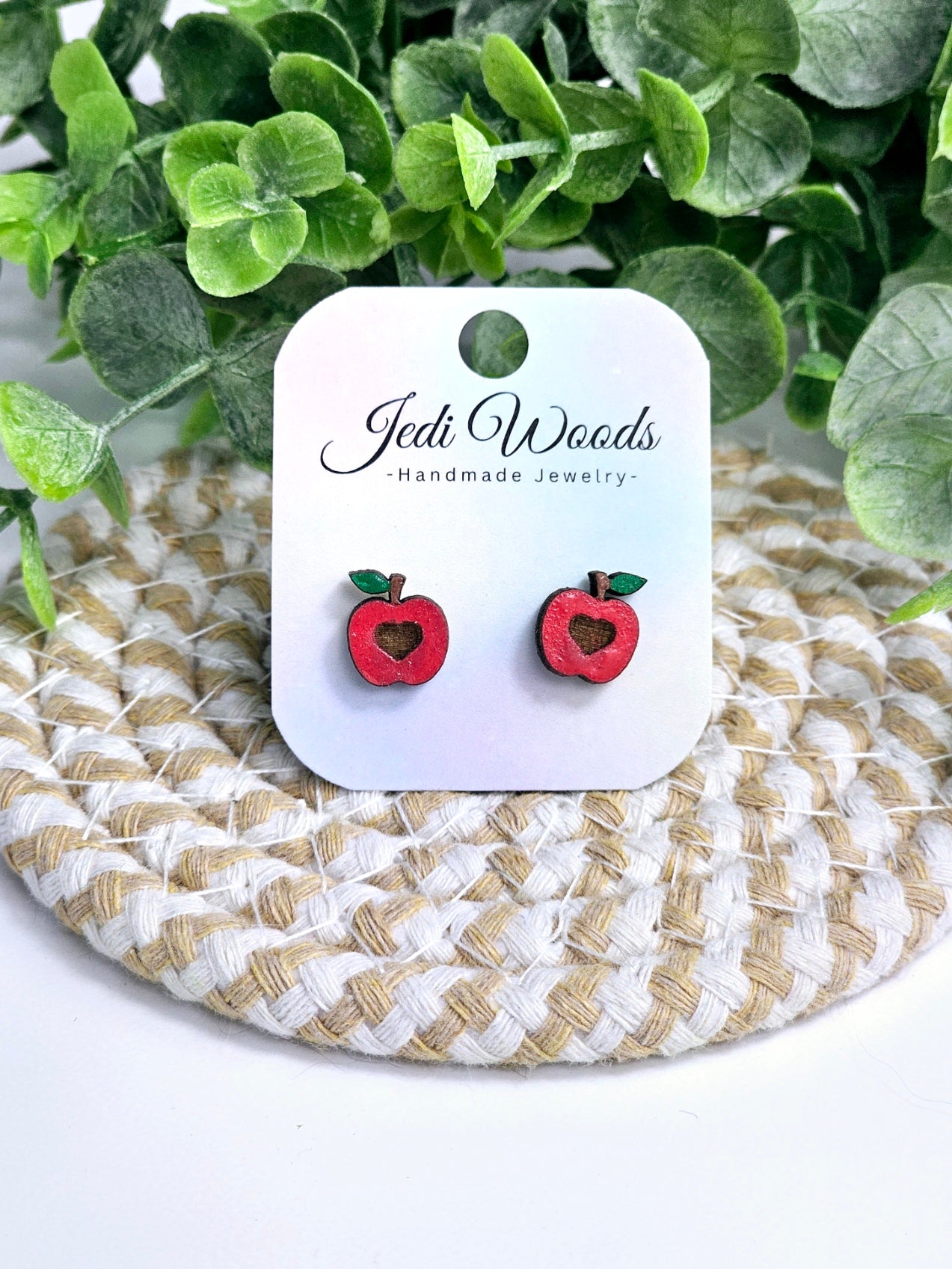 Hand Painted Apple Studs