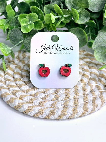 Hand Painted Apple Studs