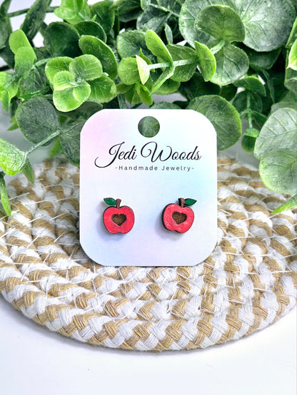 Hand Painted Apple Studs