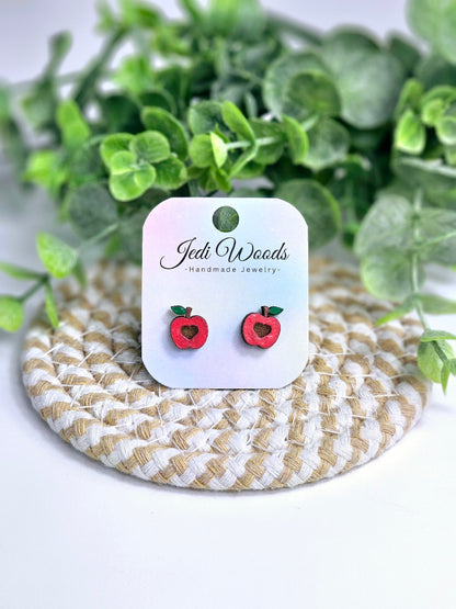 Hand Painted Apple Studs