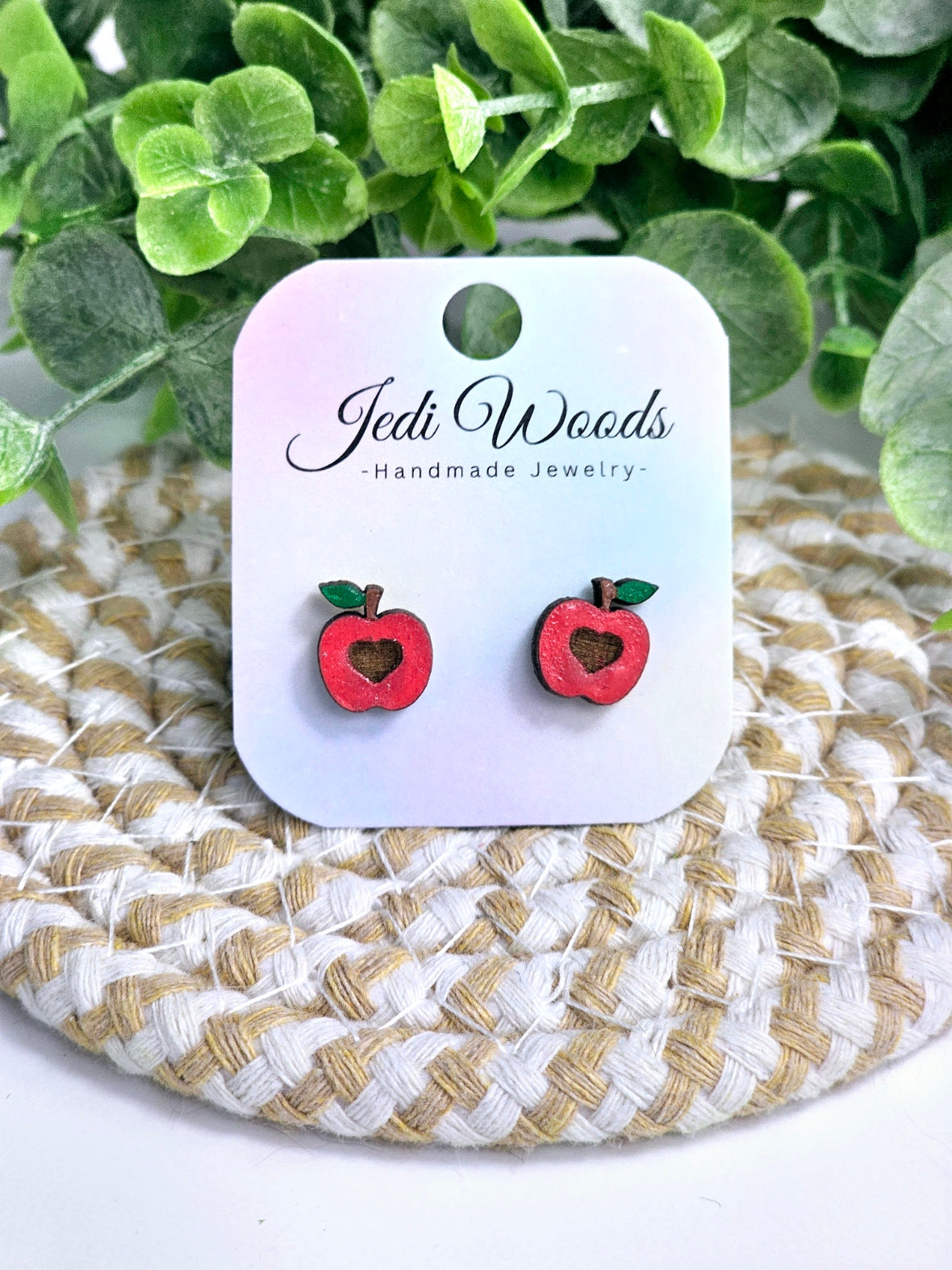 Hand Painted Apple Studs