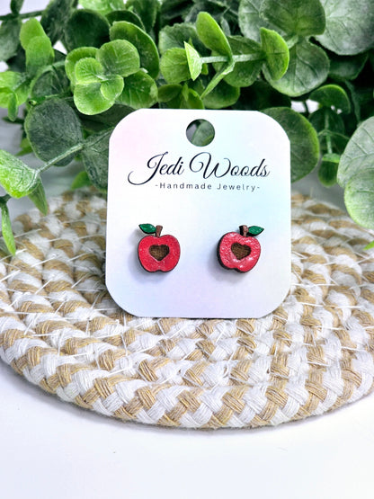 Hand Painted Apple Studs