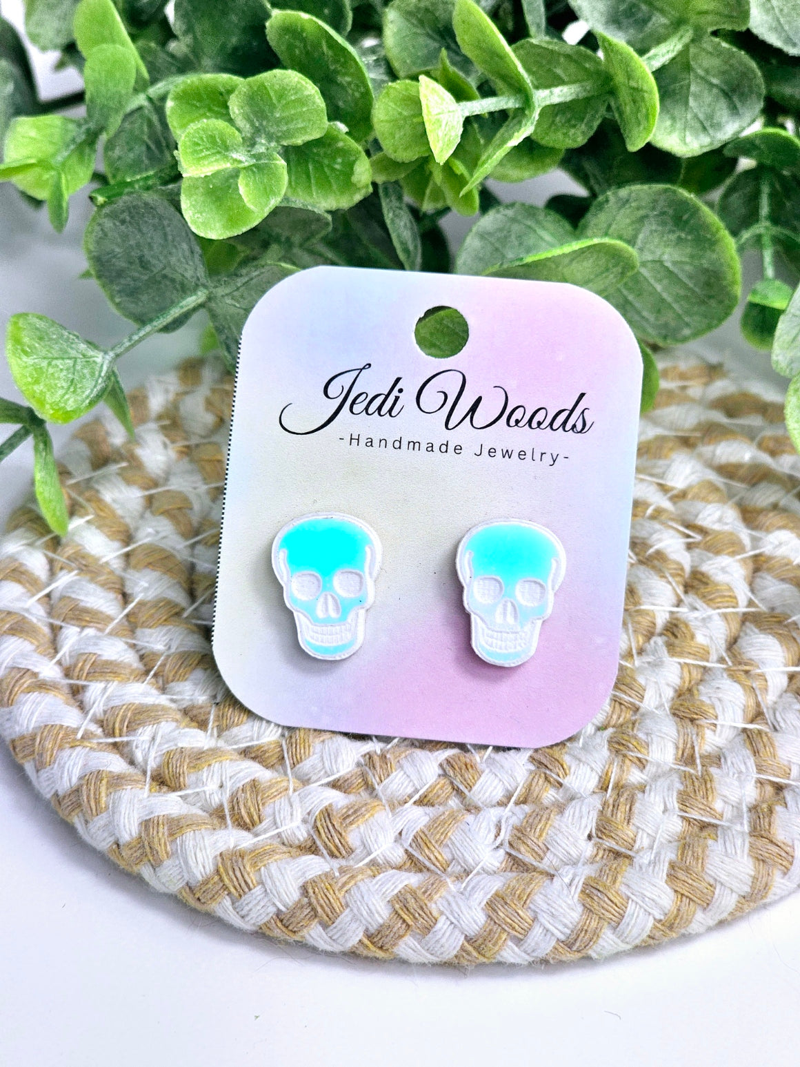 Iridescent Skull Studs