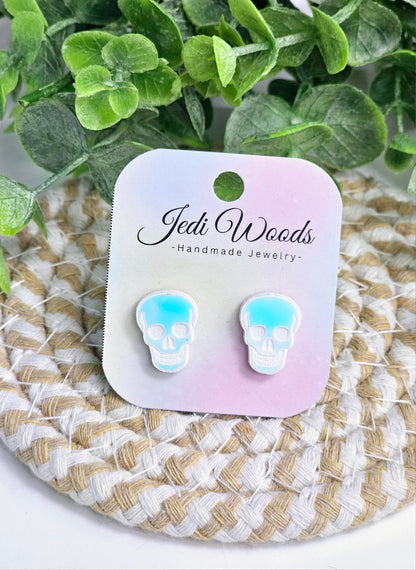 Iridescent Skull Studs