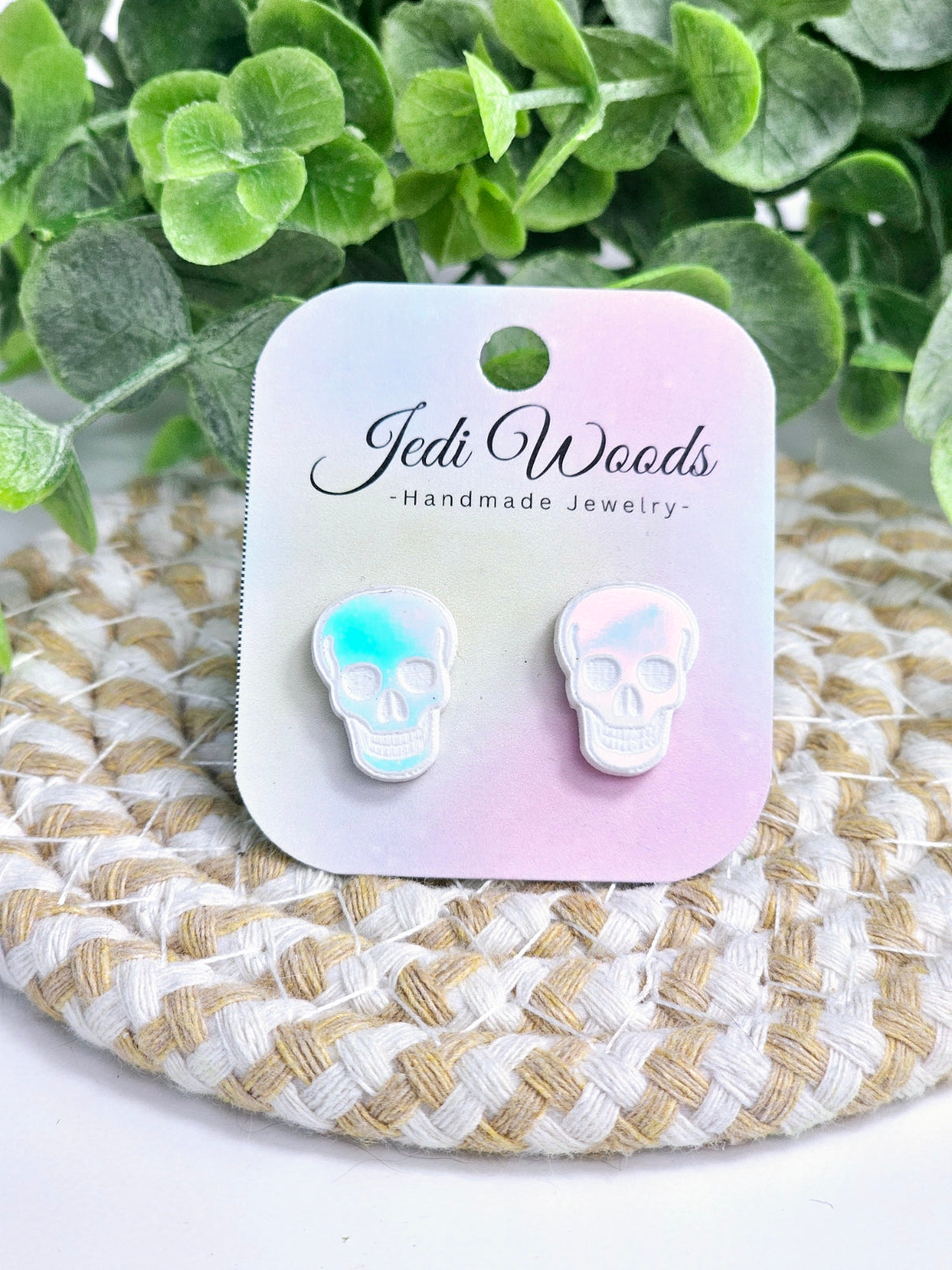 Iridescent Skull Studs