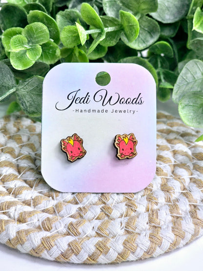 Hand Painted Red Dragon Studs