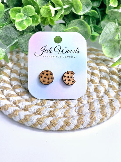 Wooden Chocolate Chip Cookie Studs