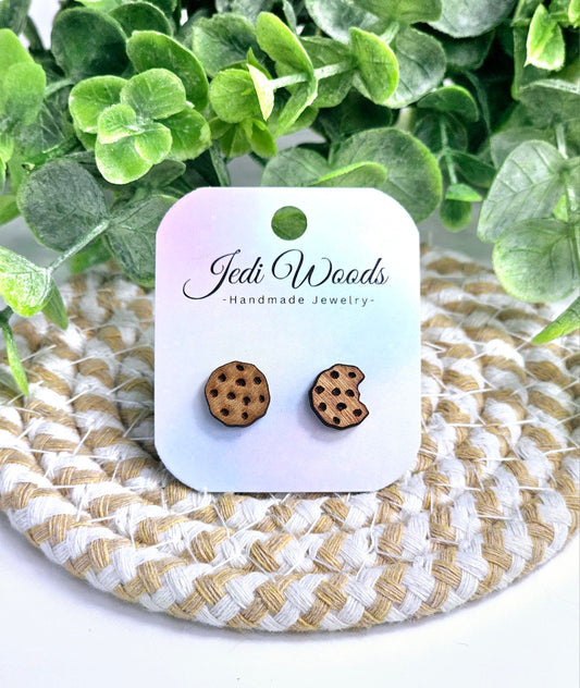 Wooden Chocolate Chip Cookie Studs