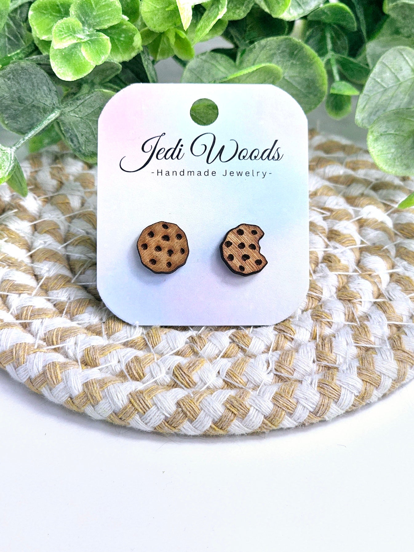 Wooden Chocolate Chip Cookie Studs