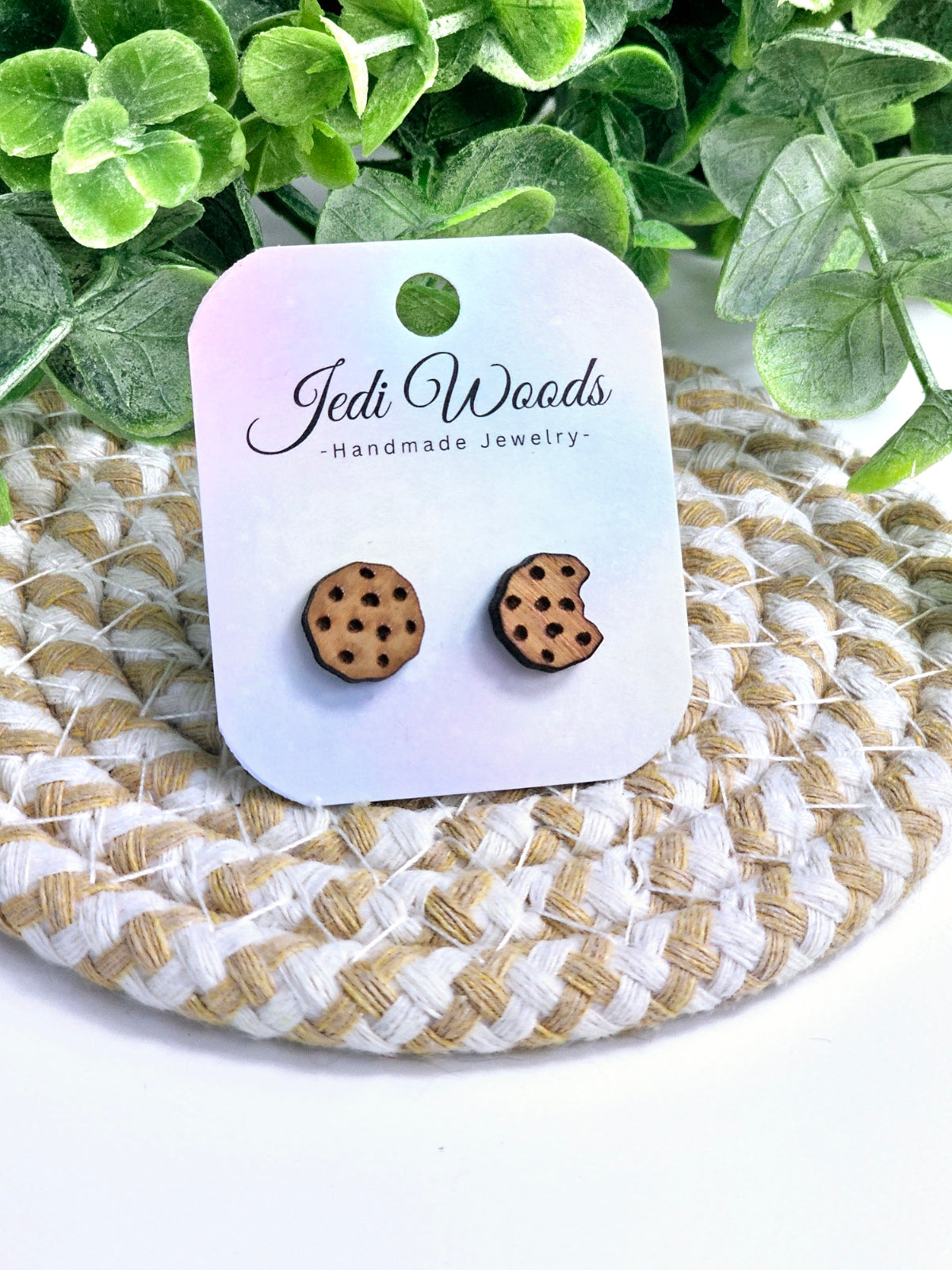 Wooden Chocolate Chip Cookie Studs