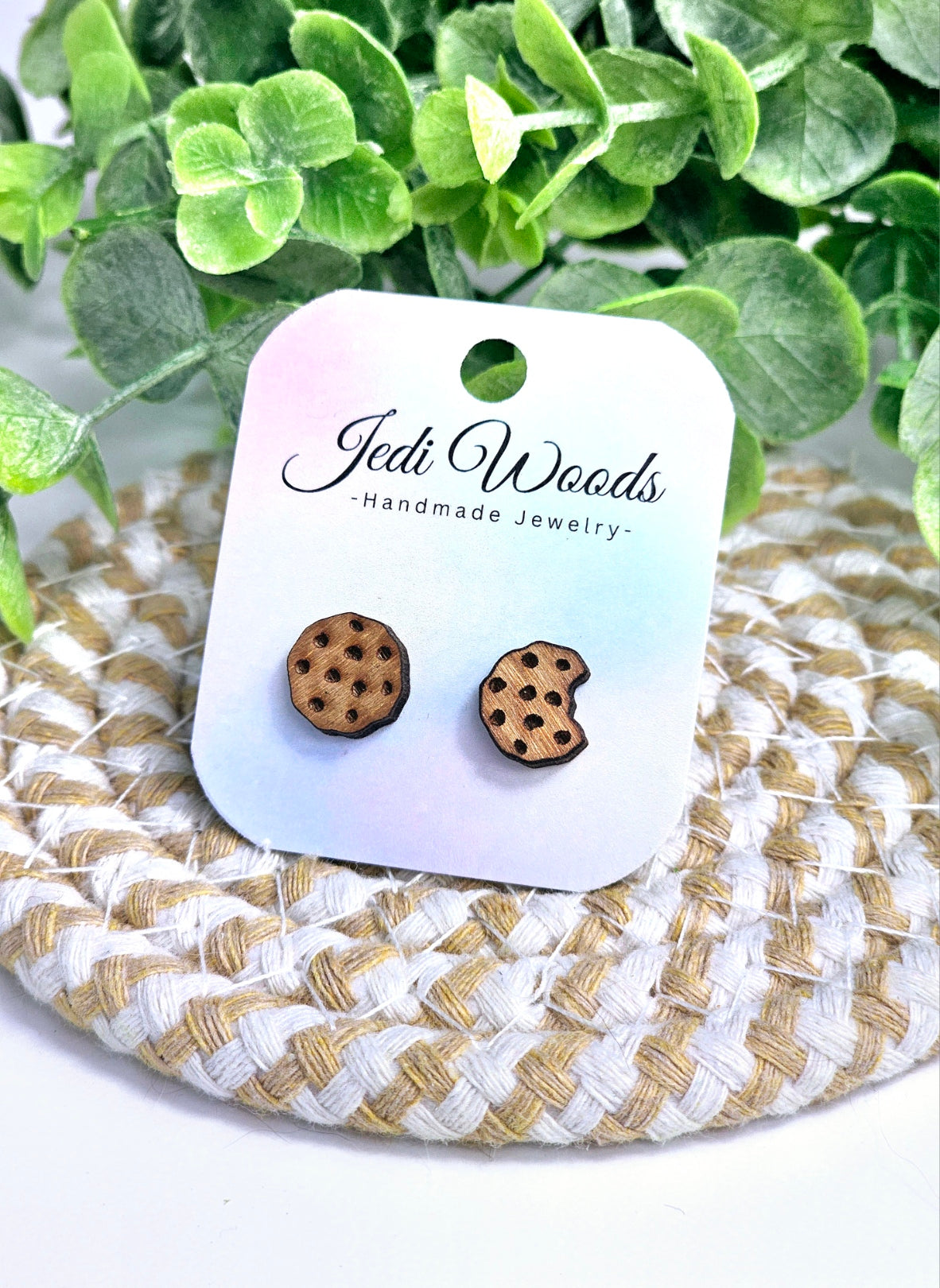 Wooden Chocolate Chip Cookie Studs